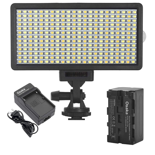 Osaka Bi-Color Dimmable LED Video Light OS-LED-308 Pocket LED Slim for All DSLR Video Cameras YouTube Video tiktok Photography Shooting with F750 Battery 8000 mAh and Fast Charger - OSAKATEK