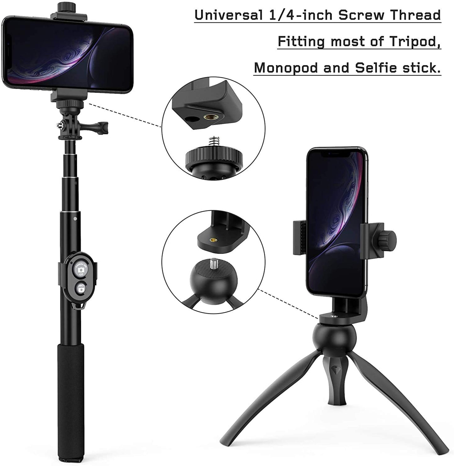 Osaka OS-MOBILE-GRIP-360 Universal Mobile Holder | 360° Rotation Phone Mount Stand for Car, Desk, Tripod | Adjustable Smartphone Grip for iPhone, Samsung, Android | Strong Grip Mobile Stand Accessory