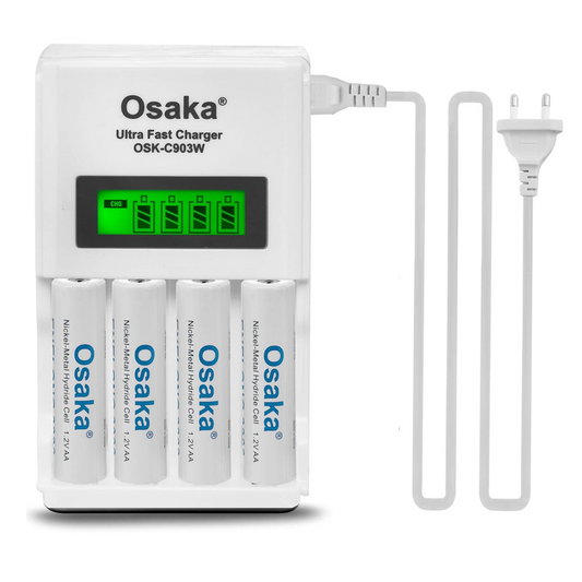 OSAKA HR06 3000mAh AA Ni-Mh Rechargeable Batteries 8 Pieces with OSK-C903W Battery Charger Set - OSAKATEK