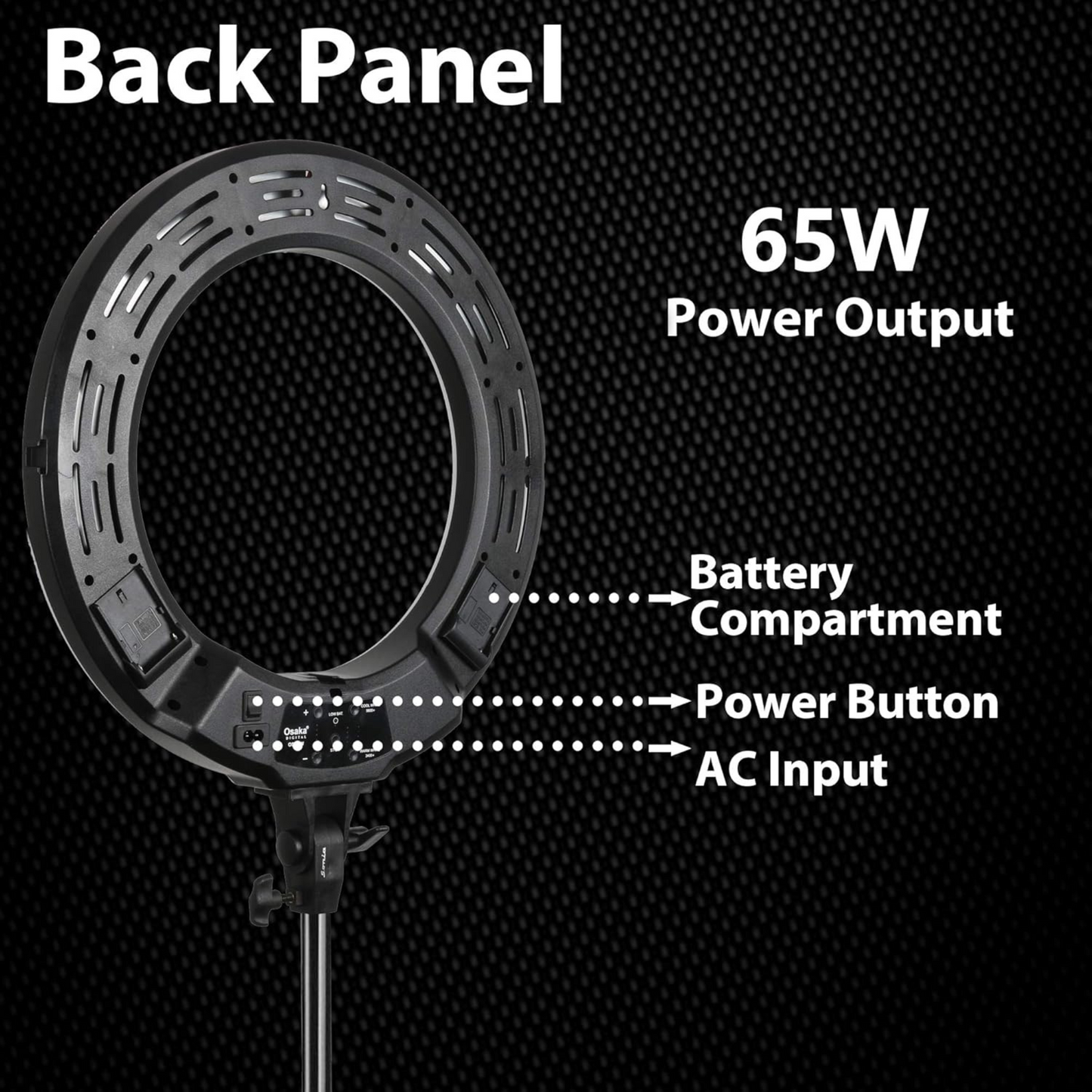 Osaka 18 Inches LED Ring Light 65W with stand - OSAKATEK