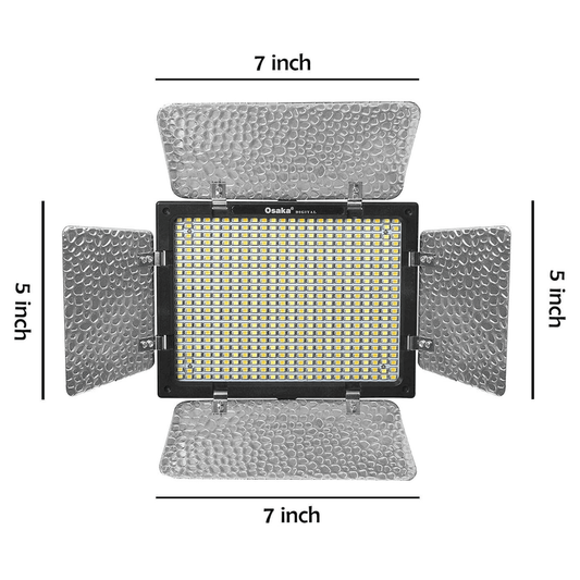 Osaka Bi-Color Dimmable LED Video Light OS 576 Slim for DSLR Camera YouTube Video Shooting with 1 Pc Combo kit: 1 Battery 8000 mAh; 1 Fast Charger; 1 AC Adapter; 1 Light Stand; 1 LED Bag; 1 Stand Bag - OSAKATEK