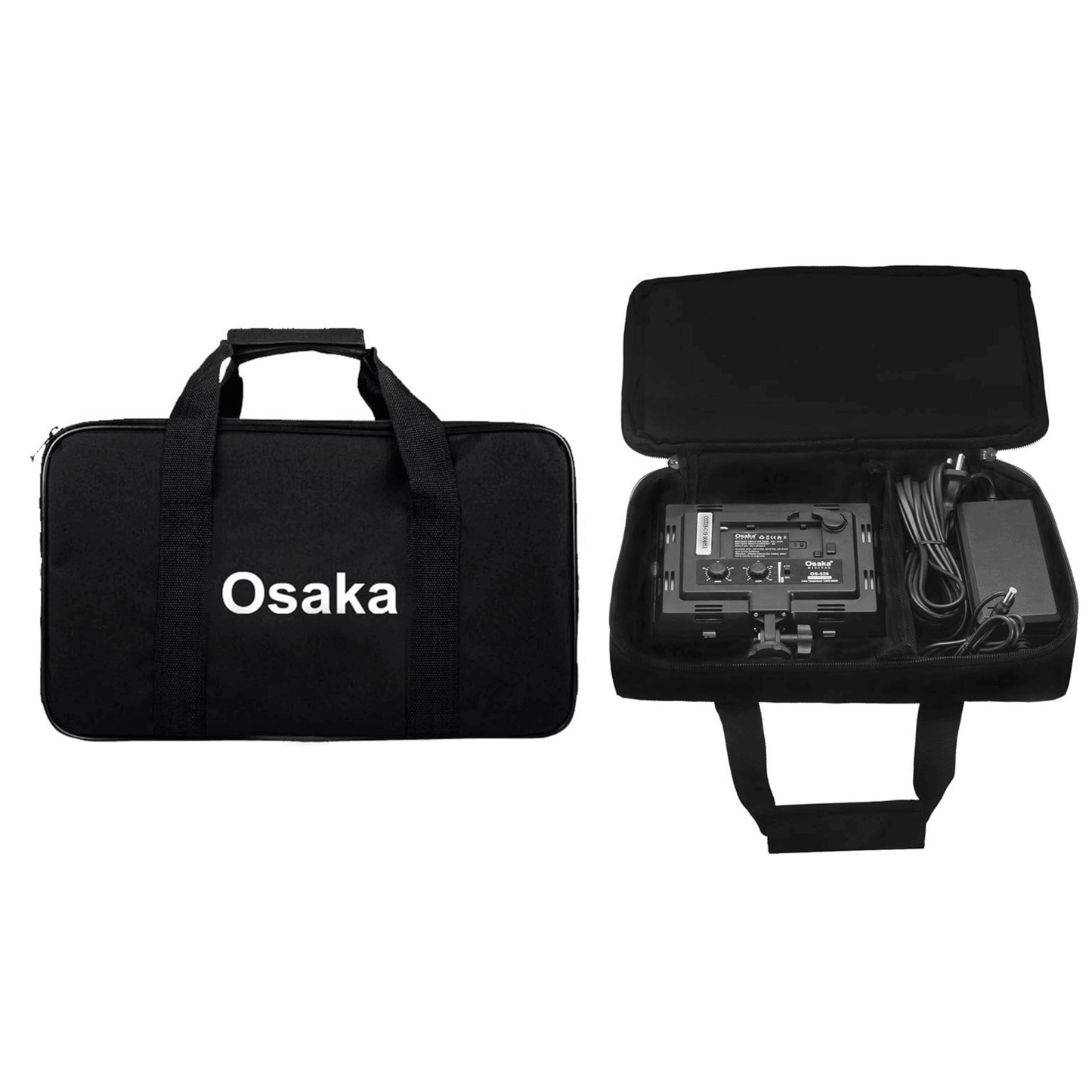 Osaka Bi-Color Dimmable LED Video Light OS 576 Slim for DSLR Camera YouTube Video Shooting with 1 Pc Combo kit: 1 Battery 8000 mAh; 1 Fast Charger; 1 AC Adapter; 1 Light Stand; 1 LED Bag; 1 Stand Bag - OSAKATEK