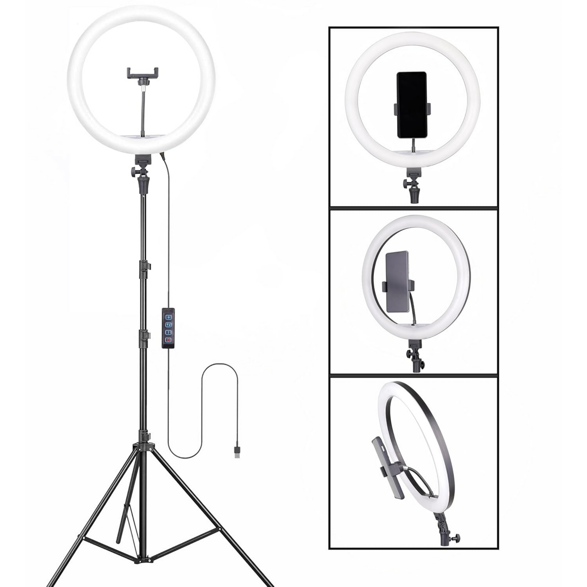 Osaka® 14-Inch Professional LED Ring Light with Stand - 15W Dimmable Extra Bright Lighting, 2 Color Modes for Photo & Video Shoots - OSAKATEK