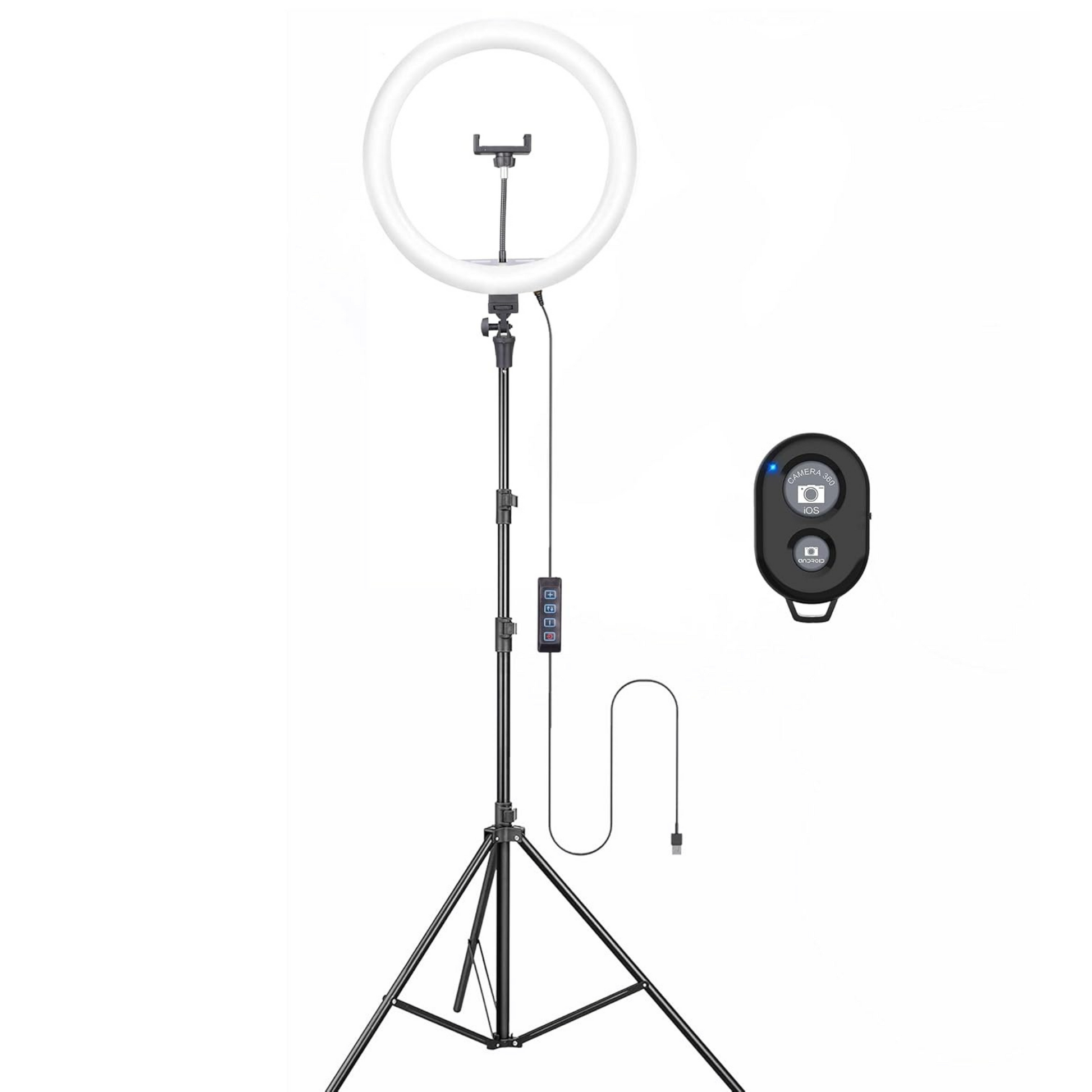 Osaka® 14'' Professional Ring Light Dimmable Lighting with 2 Color Modes for Photo Video Shoot Live Stream Makeup Compatible with iPhone & Android Phones with Bluetooth - OSAKATEK