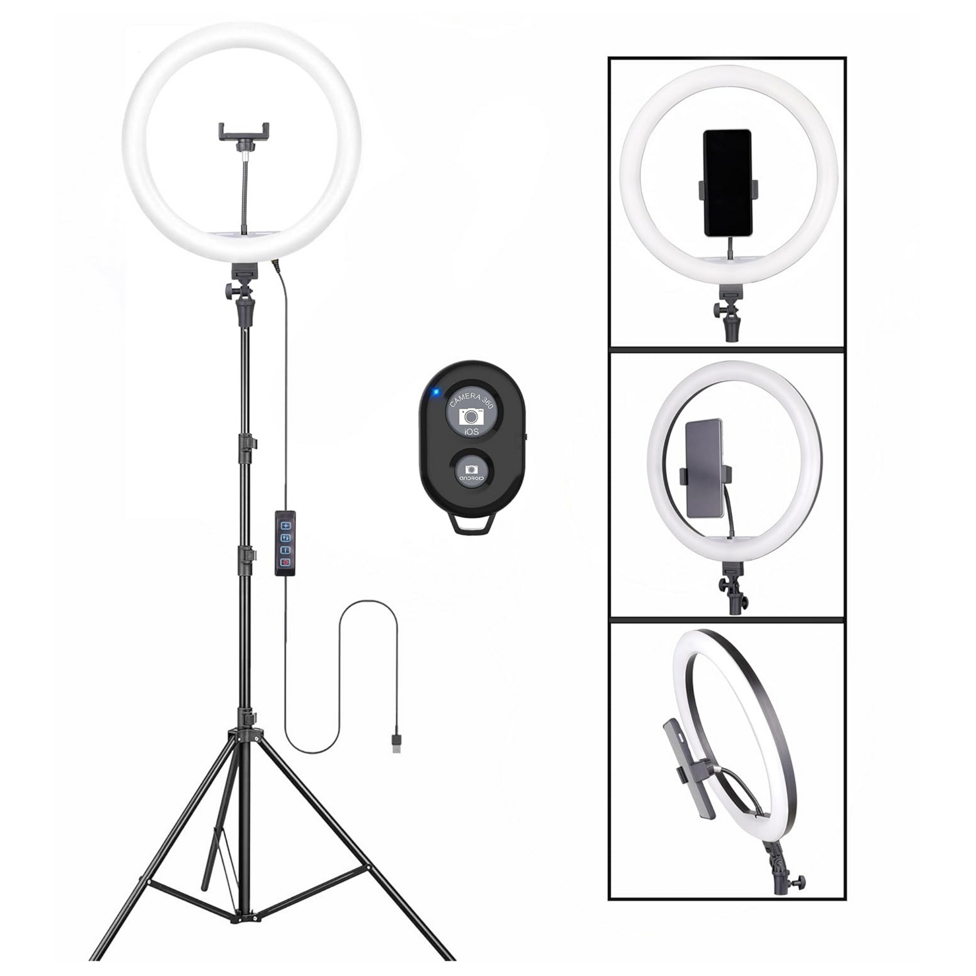 Osaka® 14'' Professional Ring Light Dimmable Lighting with 2 Color Modes for Photo Video Shoot Live Stream Makeup Compatible with iPhone & Android Phones with Bluetooth - OSAKATEK