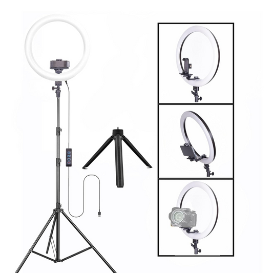 Osaka® 14Inch Professional LED Ring Light 15W with Table Tripod Dimmable Extra Bright Lighting with 2 Color Modes for Photo Shoot Video Shoot Live Stream Makeup Compatible w - OSAKATEK