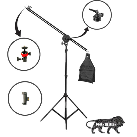 Osaka OS-Stand with Boom Arm | Heavy-Duty Adjustable Light Stand for Photography & Video | Boom Pole for Overhead Lighting, Softbox, LED, Microphone, Reflector | Studio Setup Accessory