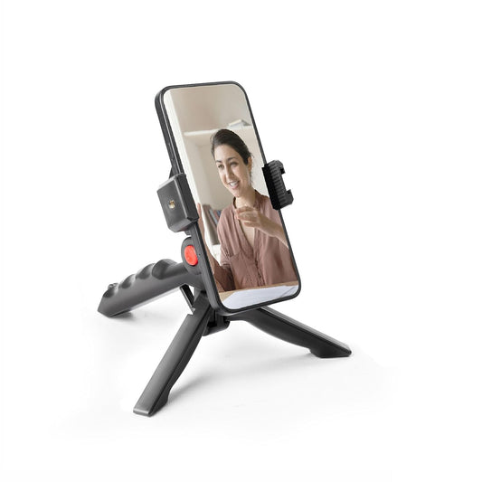 Osaka® Mini Table Top Tripod with Mobile Holder 180° Rotation, Anti-Slip Padded Feet, Push & Lock System - Compatible with GoCAM & Action Cameras