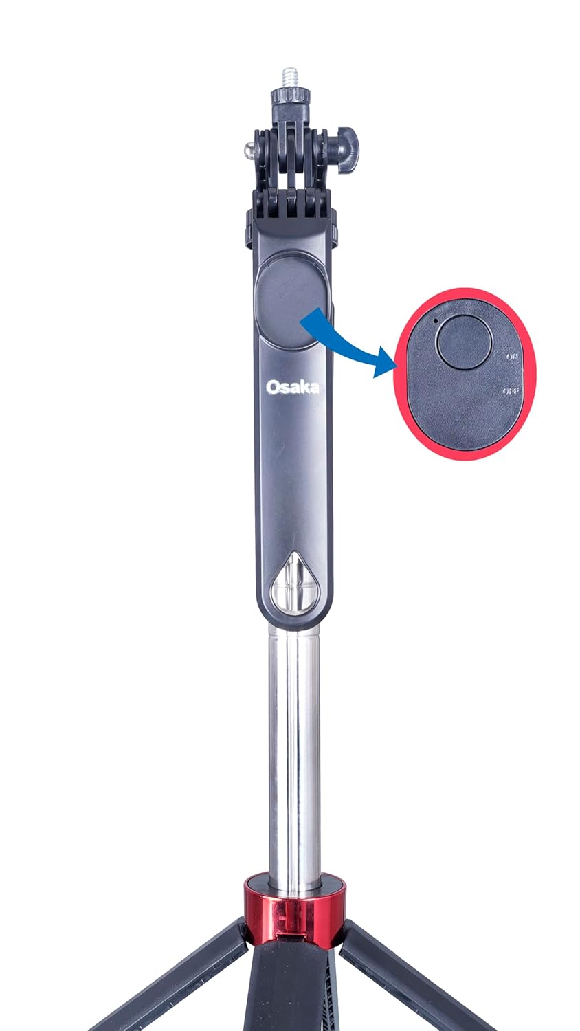 OSAKA OS-180 selfie stick tripod with wireless remote, 360° rotation, extendable design, lightweight for smartphone vlogging and travel