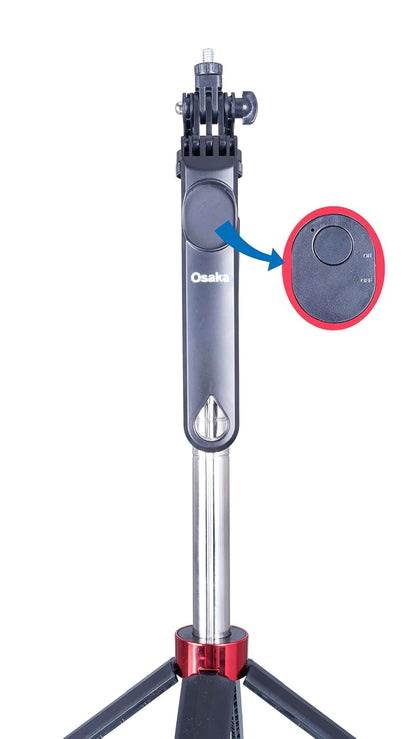 OSAKA OS-180 selfie stick tripod with wireless remote, 360° rotation, extendable design, lightweight for smartphone vlogging and travel