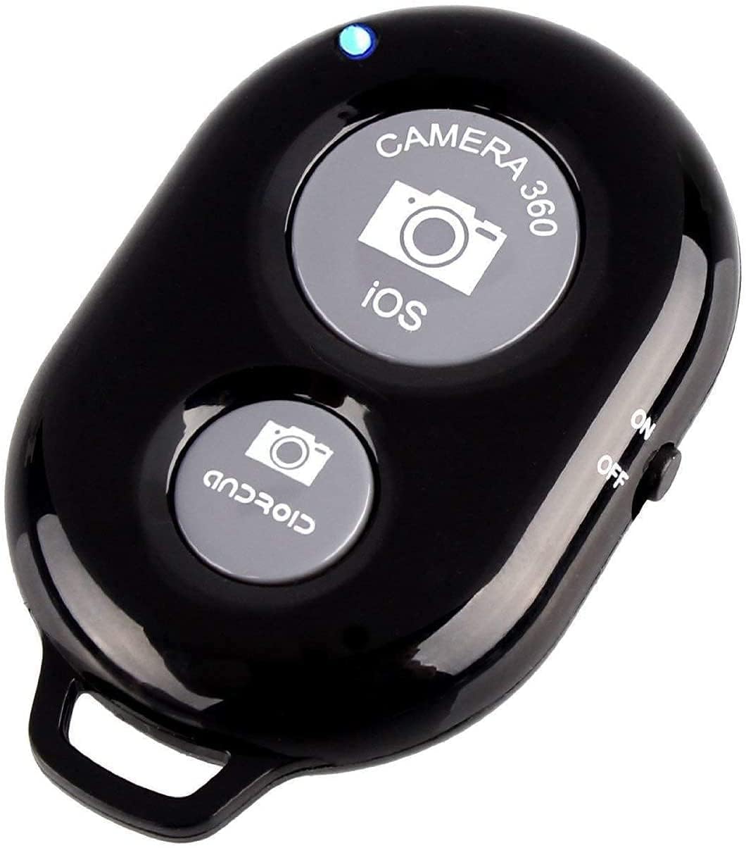 Black camera remote control with 'Camera 360' and 'iOS' labels on a white background