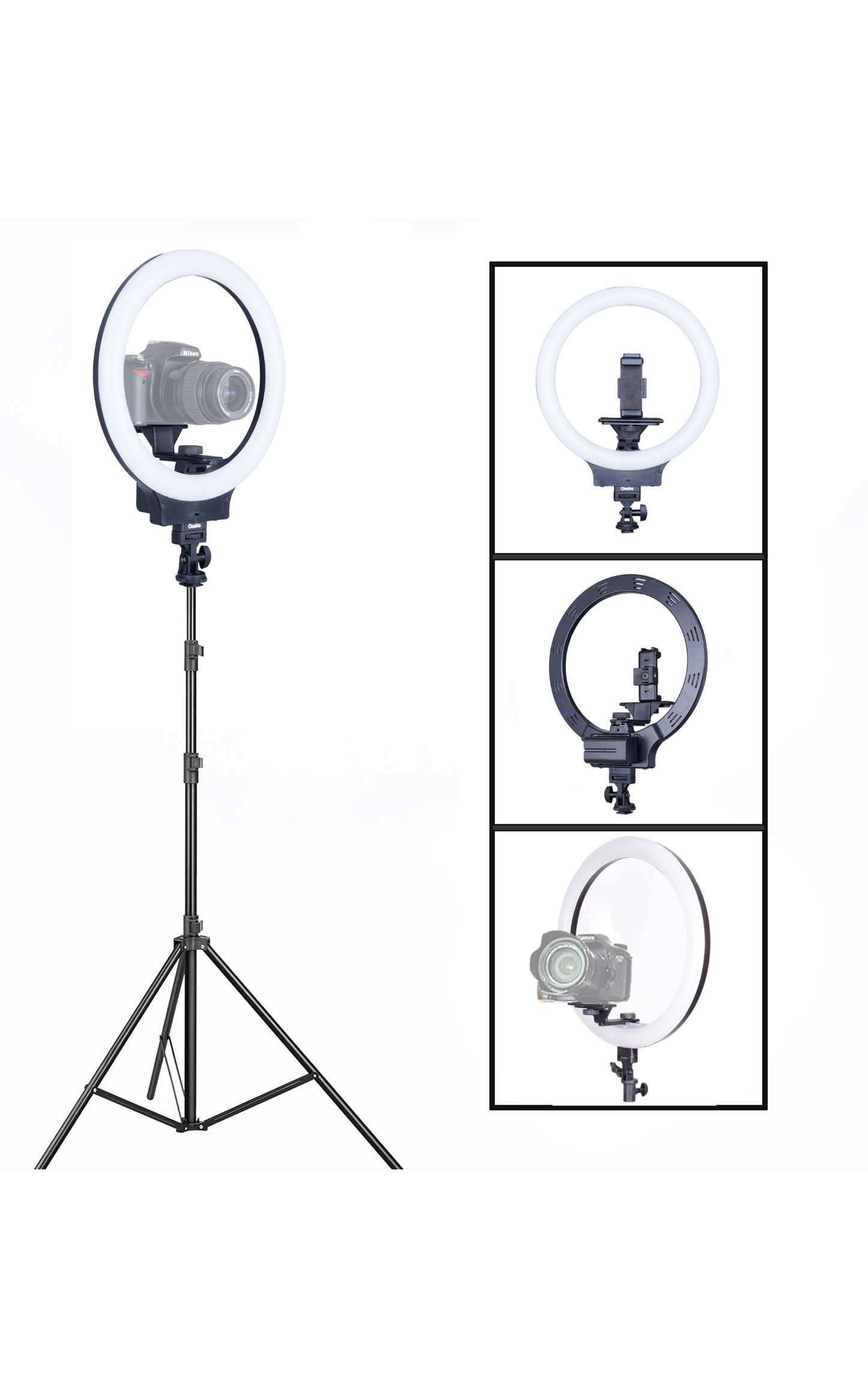 Osaka 10 Inch Wireless Ring Light with Stand and USB Battery F-550, Table Tripod, Bluetooth Shutter | LED Dimmable Ringlight for Photography, Makeup, Live Streaming, YouTube & TikTok Videos