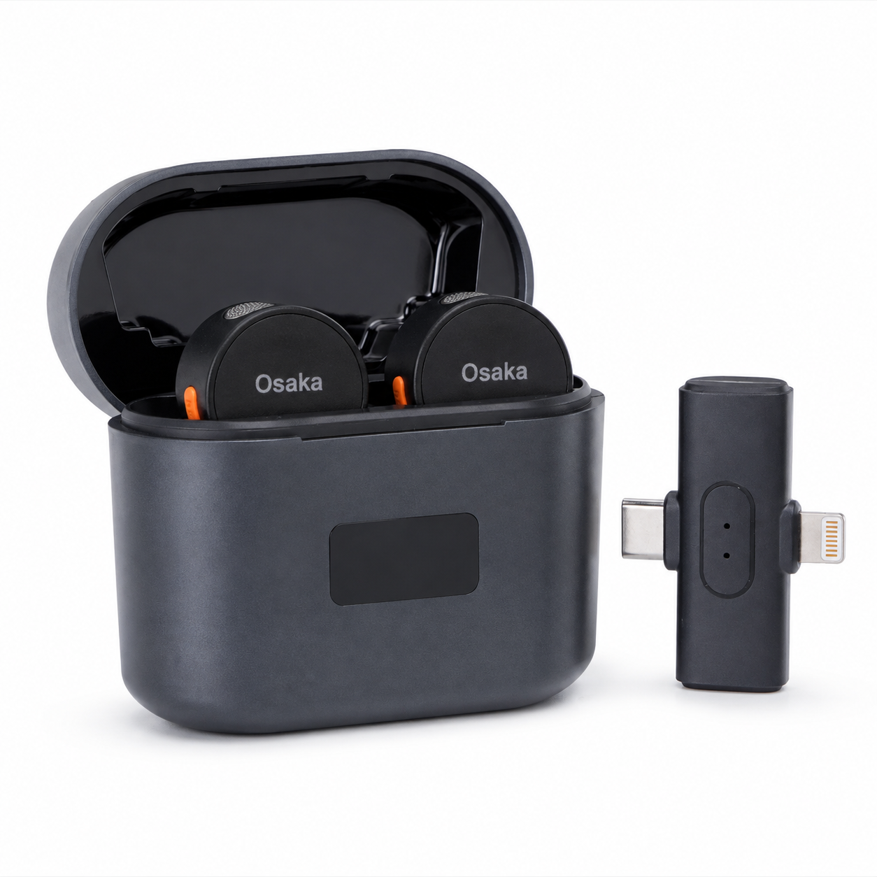 Osaka OSWM-65/500 Mic Wireless with Type-C & Lightning, Wireless Mic for YouTube Recording, 2.4GHz Wireless Microphone with Noise Cancellation, 40m Range, 6H Battery, Magnetic Clip