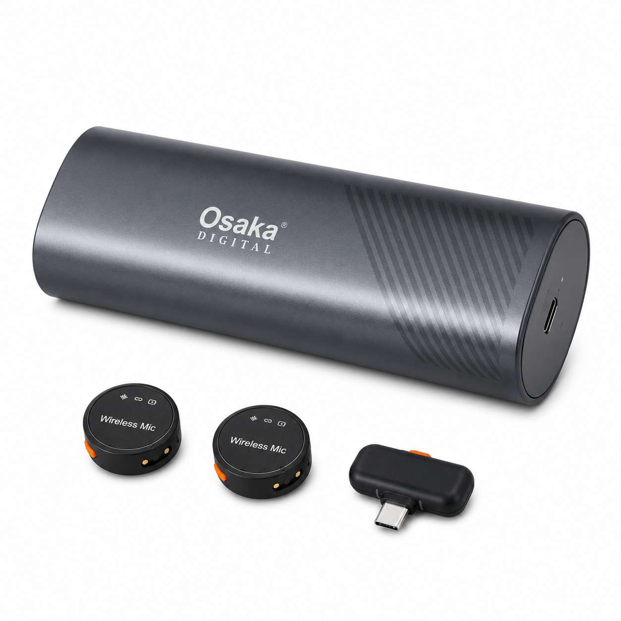 Osaka OSWM-70/500 (2 in 1) Mic for YouTube Wireless, 3-Level Adjustable Noise Reduction Mic Wireless Microphone for Youtubers with LED Indicator Light (Single Channel Type-C Port Version)