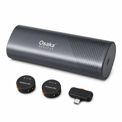 Osaka OSWM-70/500 (2 in 1) Mic for YouTube Wireless, 3-Level Adjustable Noise Reduction Mic Wireless Microphone for Youtubers with LED Indicator Light (Single Channel Type-C Port Version)