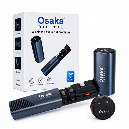 Osaka OSWM-70/500 (2 in 1) Mic for YouTube Wireless, 3-Level Adjustable Noise Reduction Mic Wireless Microphone for Youtubers with LED Indicator Light (Single Channel Type-C Port Version)