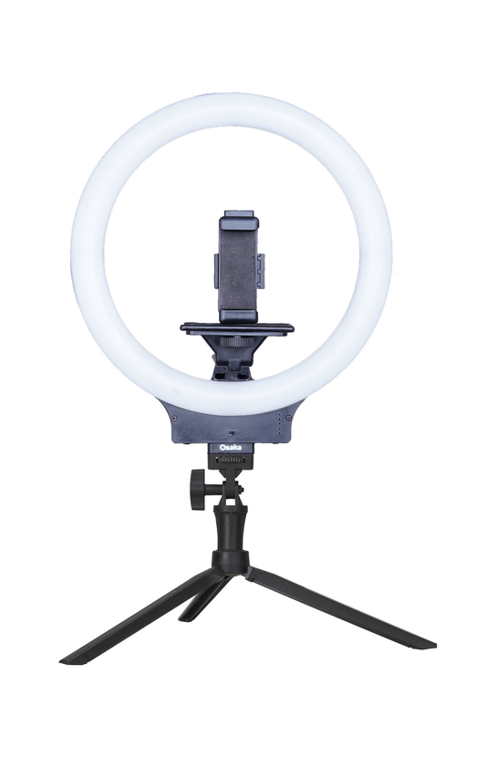 Osaka OS-Wireless Ring Light with Rechargeable Battery NP-550 and Table Tripod, Bluetooth Remote | Professional Wireless LED Ring Light for Makeup, Video, Photography, YouTube, TikTok |