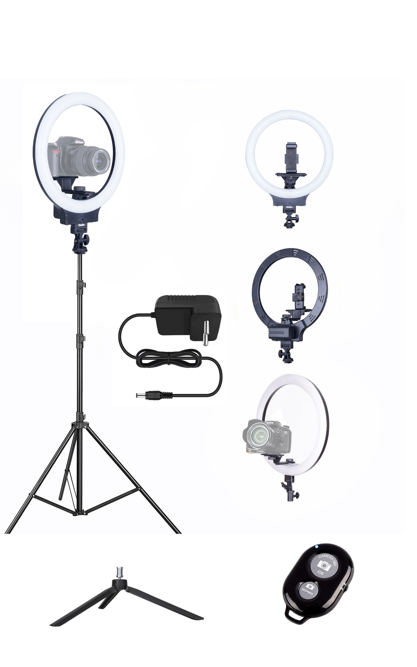 Osaka Wireless LED Ring Light with Stand, AC Adapter & Bluetooth Shutter | For Makeup, YouTube, Vlogging & Live Streaming