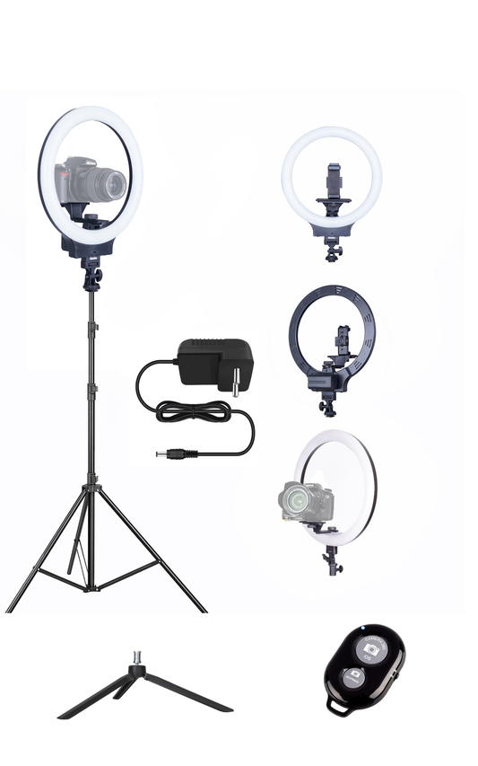 Osaka Wireless Ring Light with Light Stand & AC Adapter 9V, Table Tripod, Bluetooth Shutter | LED Ring Light for Makeup, Vlogging, YouTube, Live Streaming, Photography & Video Recording