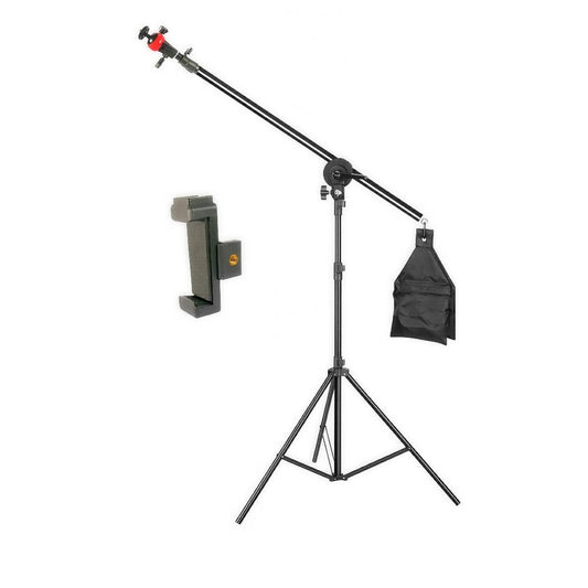 Video camera boom arm stand with phone holder 