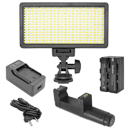 Osaka Bi-Color Dimmable LED Video Light OS-LED-308 Pocket LED with F Bracket Smart Rig Filmmaker Grip Tripod Mount with F750 Battery 8000 mAh and Fast Charger Flash (Black) - OSAKATEK