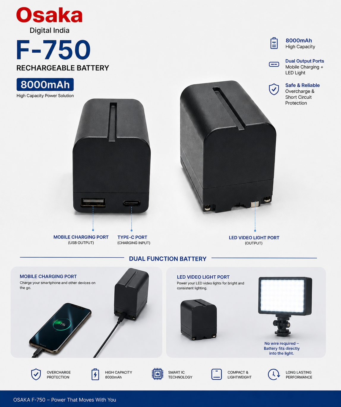 F-750 BATTERY FOR LED LIGHT