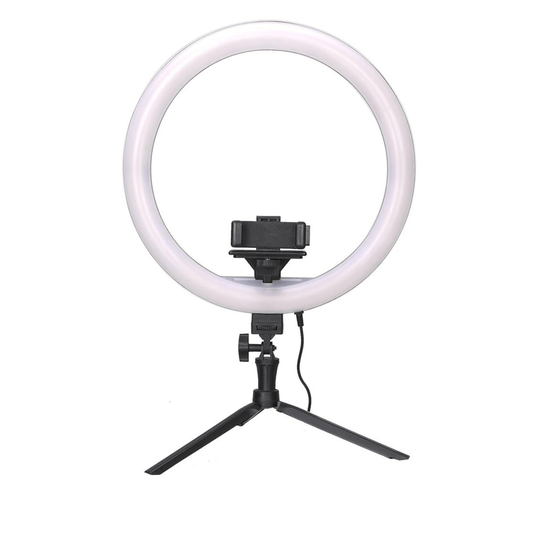 Osaka® 10 Inch Professional LED Ring Light 15W Dimmable Lighting with Table Tripod 2 Color Modes for Photo Shoot Video Shoot Live Stream Makeup Compatible with iPhone Android Phones and Cameras. - OSAKATEK