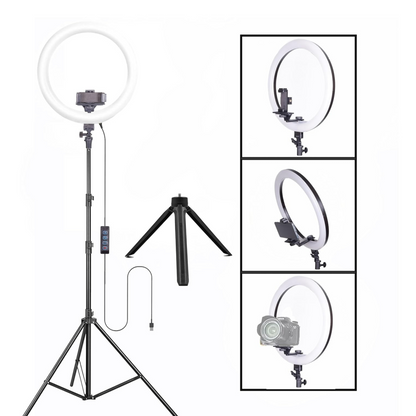 Osaka® 14Inch Professional LED Ring Light 15W with Table Tripod Dimmable Extra Bright Lighting with 2 Color Modes for Photo Shoot Video Shoot Live Stream Makeup Compatible w - OSAKATEK
