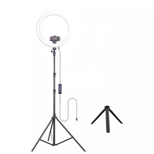 Osaka® 14Inch Professional LED Ring Light 15W with Table Tripod Dimmable Extra Bright Lighting with 2 Color Modes for Photo Shoot Video Shoot Live Stream Makeup Compatible w - OSAKATEK